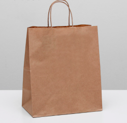 Пакет подарочный крафт круглая ручка, 32 х 37 х 20 см Изображение Пакет подарочный крафт круглая ручка, 32 х 37 х 20 см